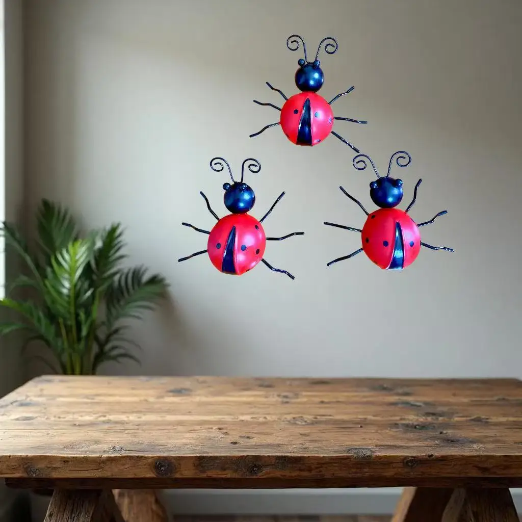 Iron Art Ladybug Crafts Creative Home Outdoor Courtyard Desktop Decoration Universal Animal Wall Hanging Decorations