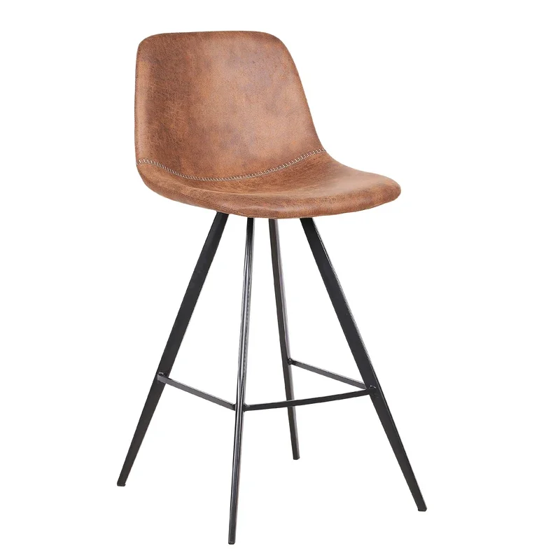 

For Sillas De Bar Stool High Chair Island Breakfast Brown Leather Counter Height Bar Stools for Kitchen