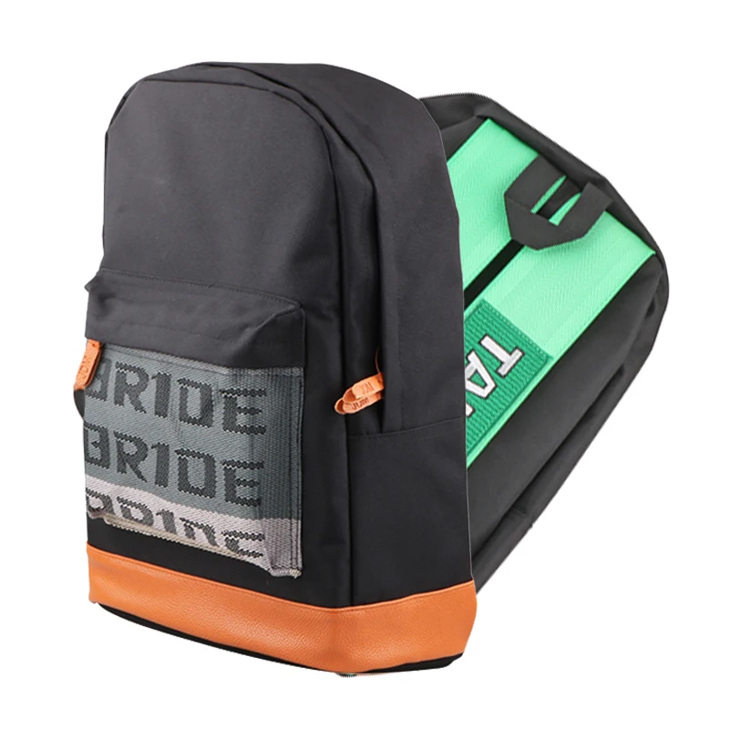 JDM Style Racing Seatbelt Fabric Bride Backpack Auto Canvas Ta Backpack Racing Backpack With Racing Shoulder Straps