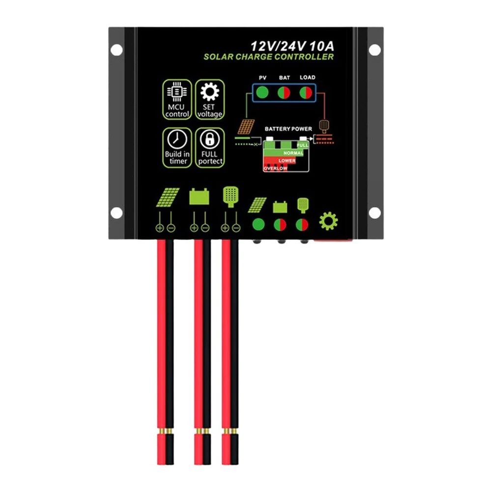 10A 12/24V Solar Charging Controller IP65 Waterproof Solar Panel Regulato For AGM Flooded And Lithium Battery Solar Power Parts