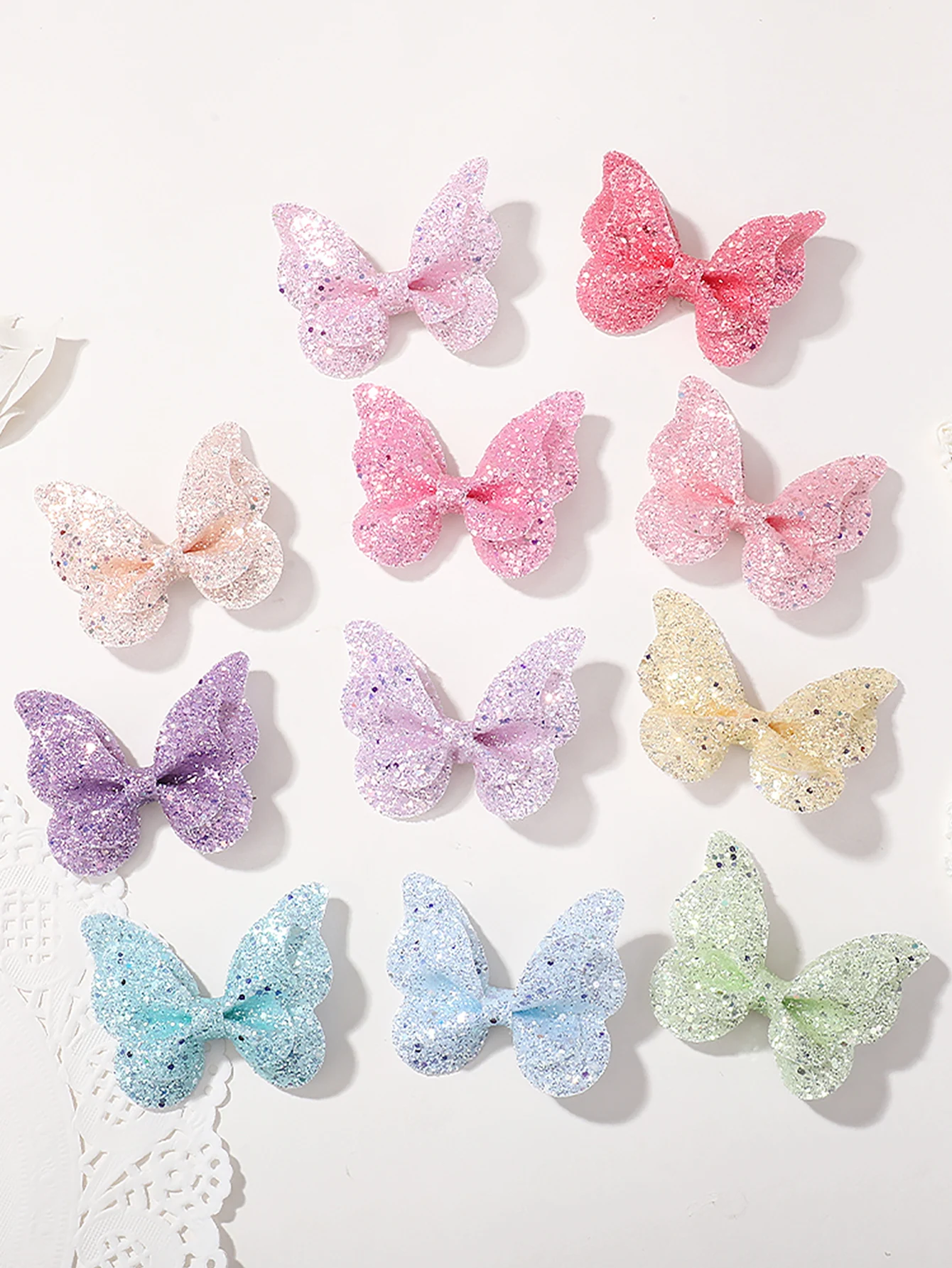 30 Stück zufällige Farbe 2,3 Zoll Haar Pony Glitzer Schleife Haarspange Set Mädchen Hübsche Haarschmuck Boutique Kinder Dress Up Hairgripes