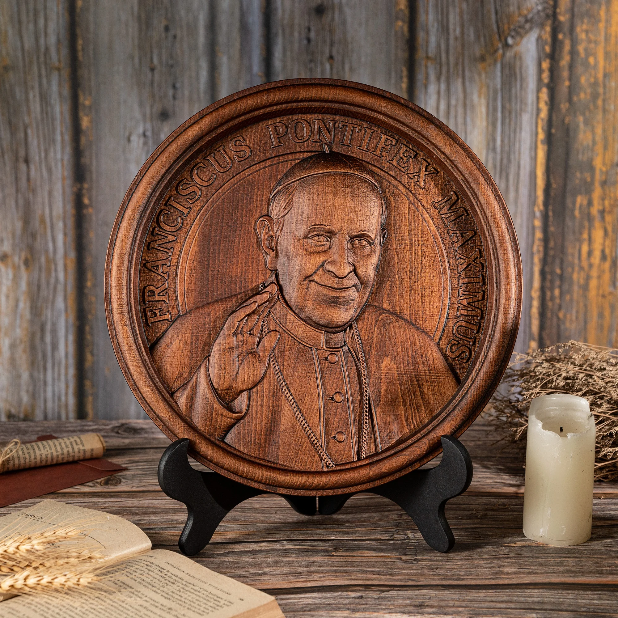 

Wooden Carving of Catholic Home Decoration, Saint's Image Church Statue, Religious Idol, Living Room Ornament