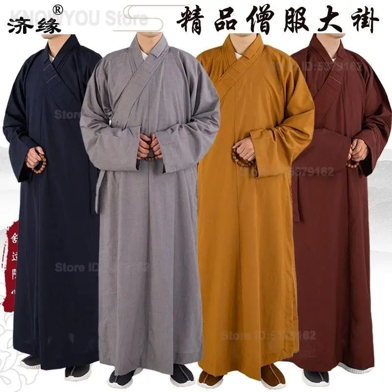 Long Buddhist Meditation Coat Unisex Four Seasons Wear for Monks Masters & Lay Practitioners Loose Practice Outfit