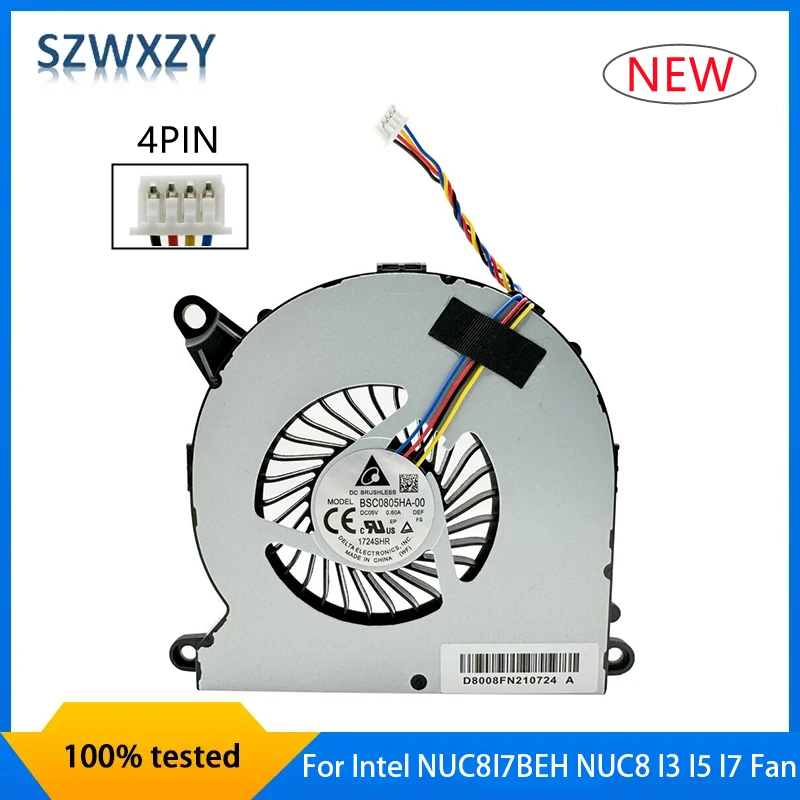 New For Intel NUC8I7BEH NUC8 I3 I5 I7 Computer CPU Cooling Fan BSC0805HA-00 DC05V 0.60A 4 PIN 100% Tested Fast Ship