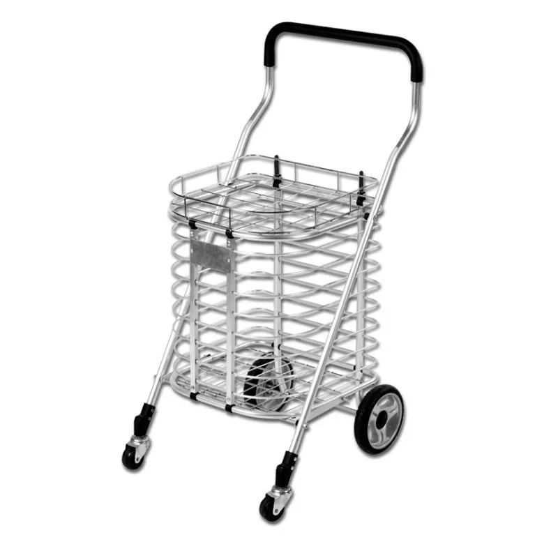 

Rust-Proof Foldable Hand Trolley Cart Small Aluminium Alloy Folding Supermarket Vegetable Grocery Shopping Cart