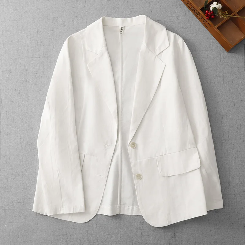 

Women Tailored Coats Solid Jackets Pocket Notched Collar Long Sleeves Single Breasted Loose Fit Casual Office Lady 2026 Spring