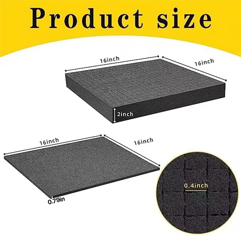 4 Pieces Foam Insert for Cases Tool Box Foam Grid Line Foam Cubes Shockproof Sponge Pad, 40X40X2cm/40X40X5cm