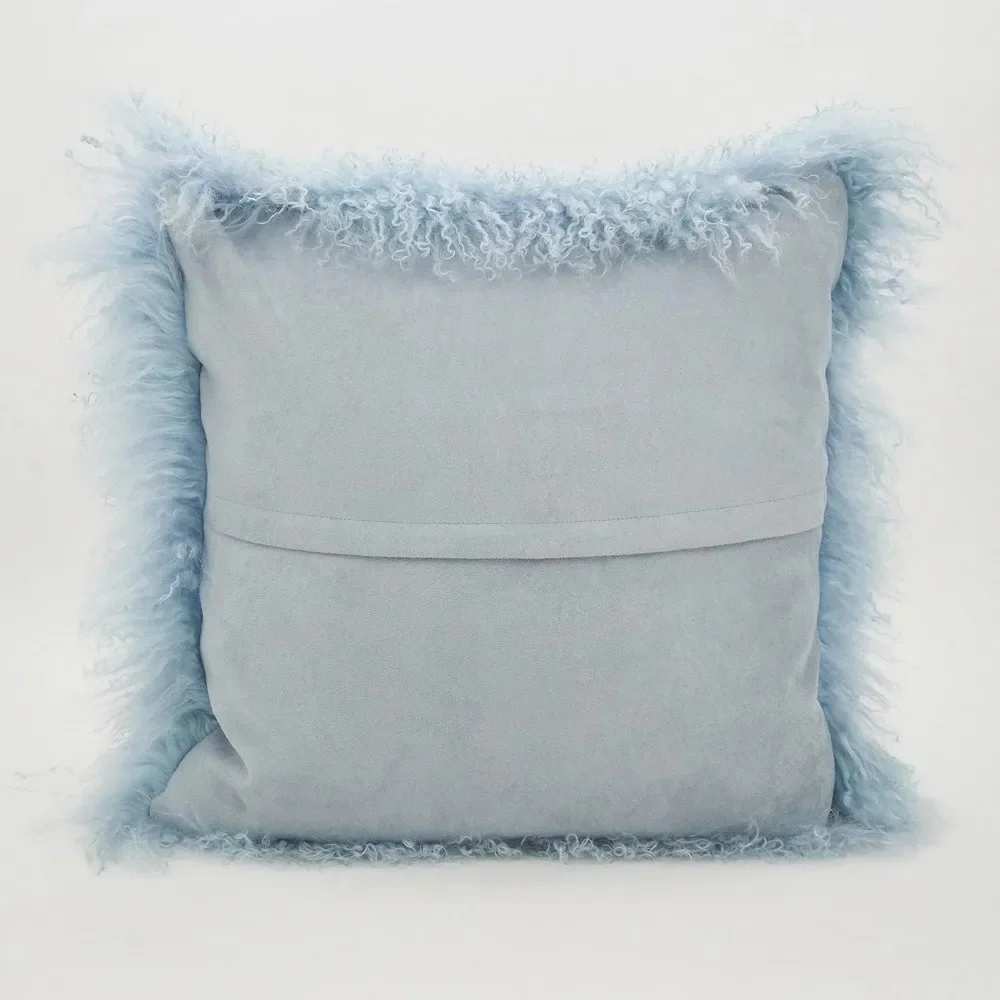 Mongolian Lamb Fur Throw Pillow with Poly Filling , Square,100% Wool  20