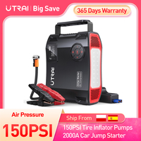 UTRAI 4 In 1 Car Tire Inflator Pumps 150PSI Air compressor 2000A Jump Starter Car Emergency Booster 16000mAh Portable Power Bank