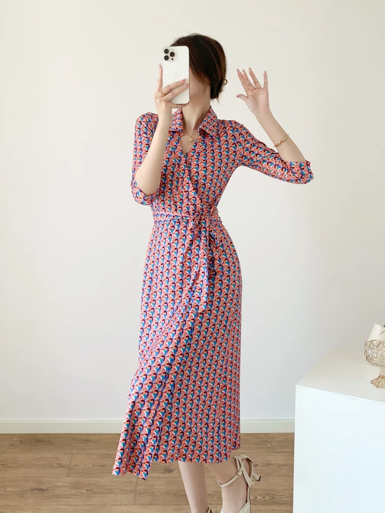 

Red Iris Flower Print One-Piece Wrap Dr V-Ne High Waist Summer 2023 Ele Dr for Women Premium Quali Dr