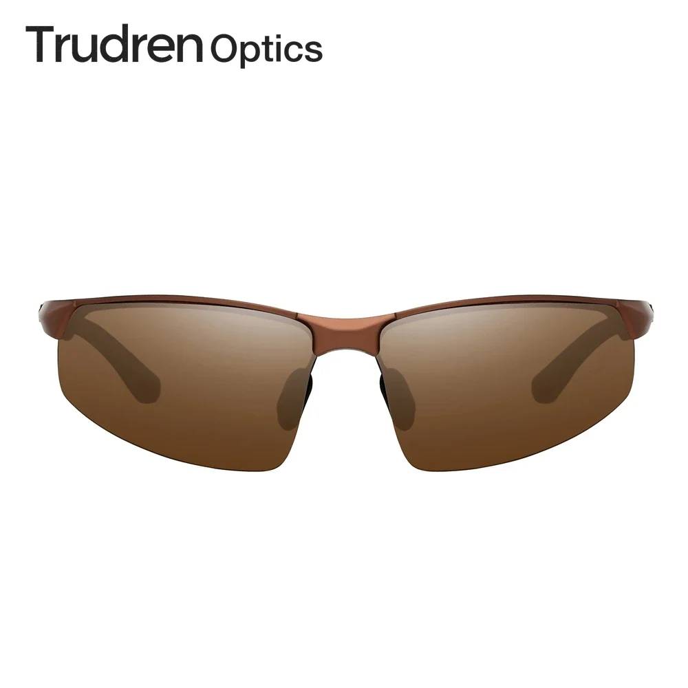 Trudren Men's Metallic Aluminum Half Frame Wrap Sunglasses for Ultralight Backpacking Outdoor Sports Polarized Glasses 5961