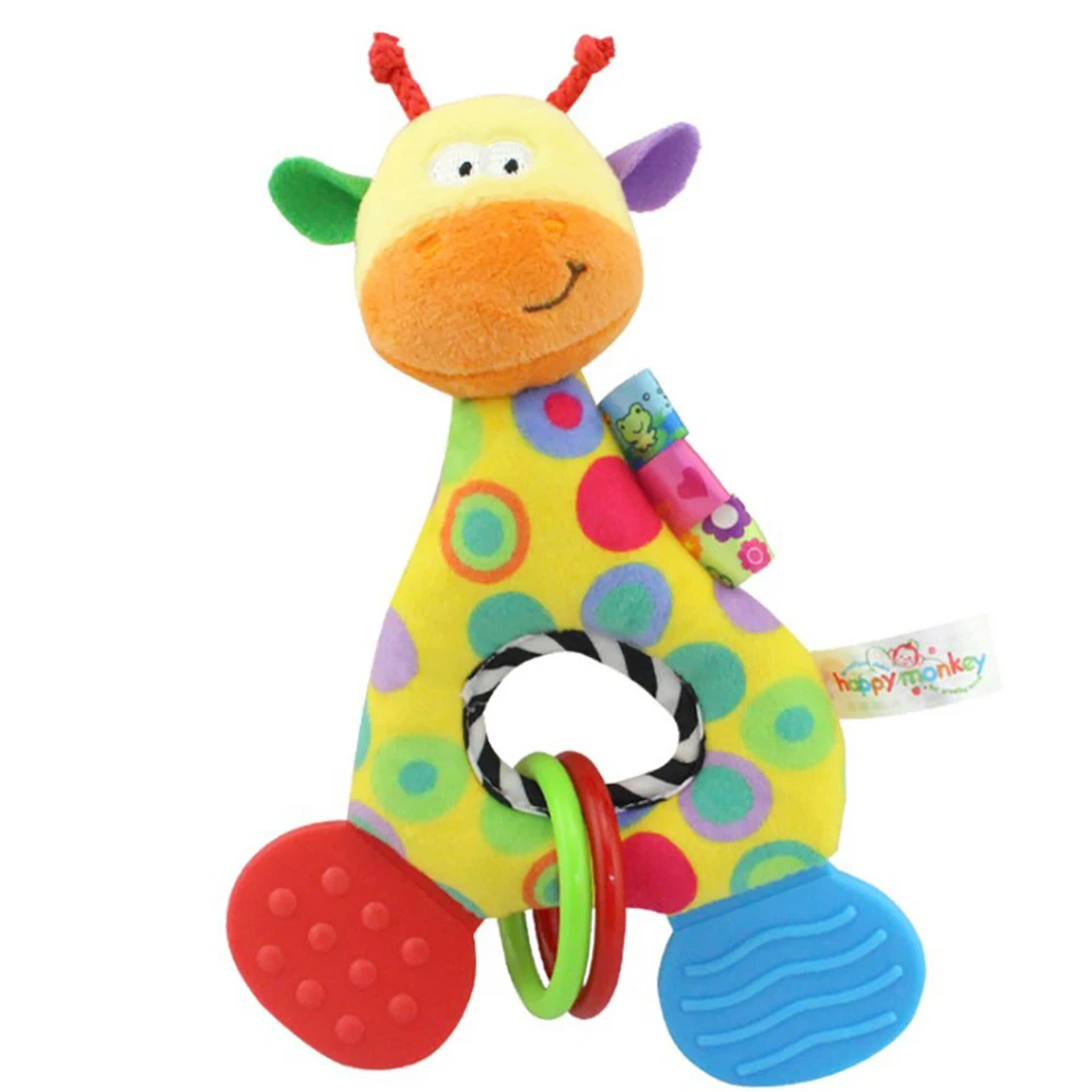 Baby Soft Rattles Animal Giraffe Stuffed Doll Teether Doll Cute Kids Infant Baby Teething Toys For Newborn Sensory Plush Toys