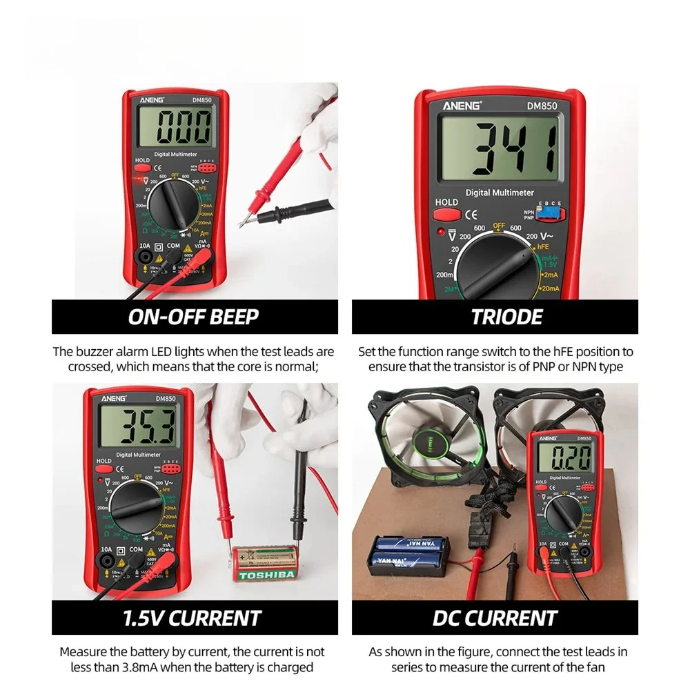 Ammeter DM850 Digital Multimeter Automatic Professional 1999 Counts Auto AC/DC Votage Tester Ohm Current Detector Tool
