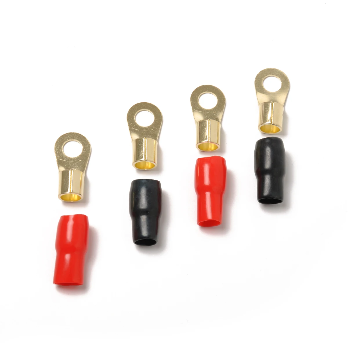 

2 Pairs 4GA Brass Crimp Terminals Red Black Ring Connectors Copper Wire Splicing Automotive Electrical Garage Workshop Corrosion