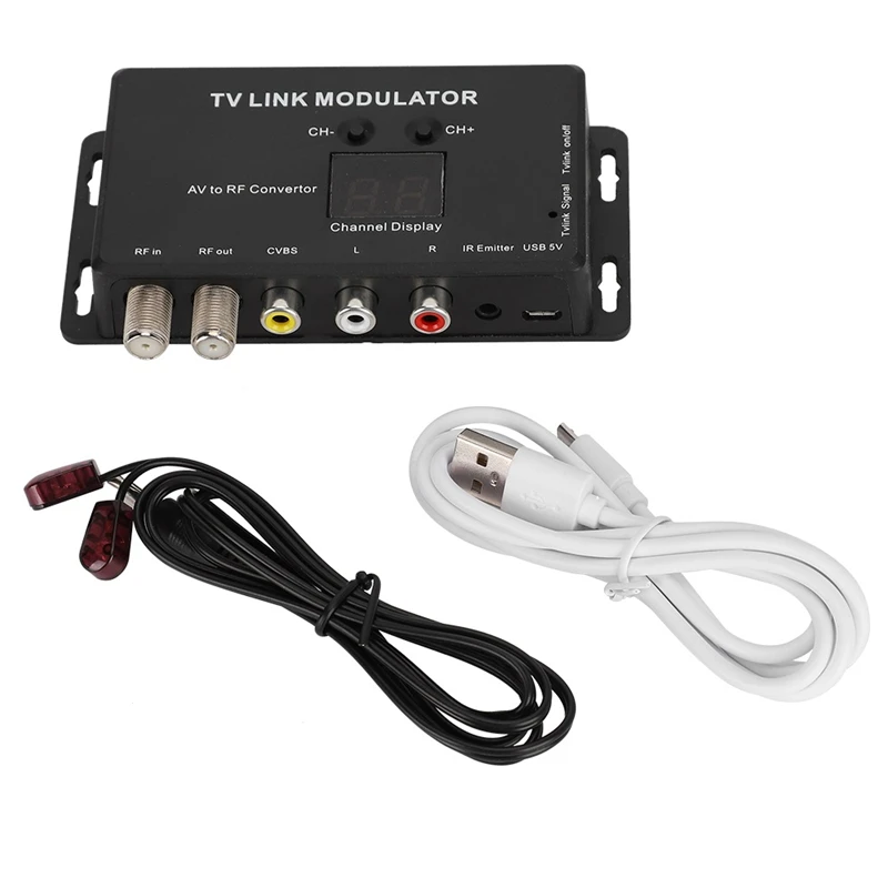 TM70 UHF TV LINK Modulator AV To RF Converter IR Extender With 21 Channel Display PAL/NTSC