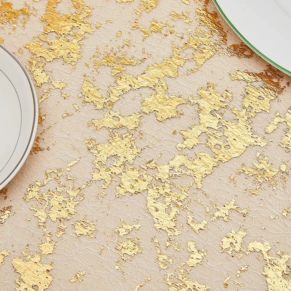 

Golden Runner Polyester Wear-Resistant Table Decoration For Dining Coffee Table Home Party Wedding Festival Decor Accessory