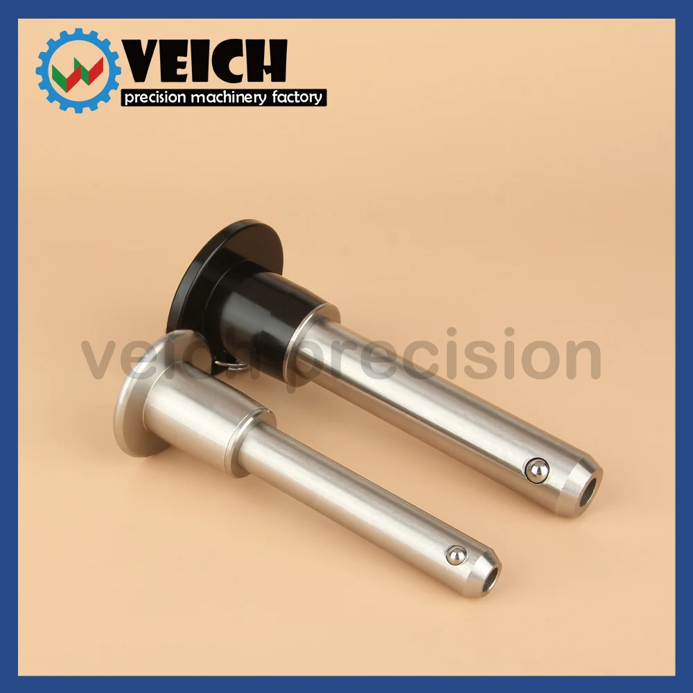 VCN110 16/20/25mm Stainless Steel Black/Silver Press Button Spring Loaded Ball Lock Pin Quick Release Pin With Ring For Fastener