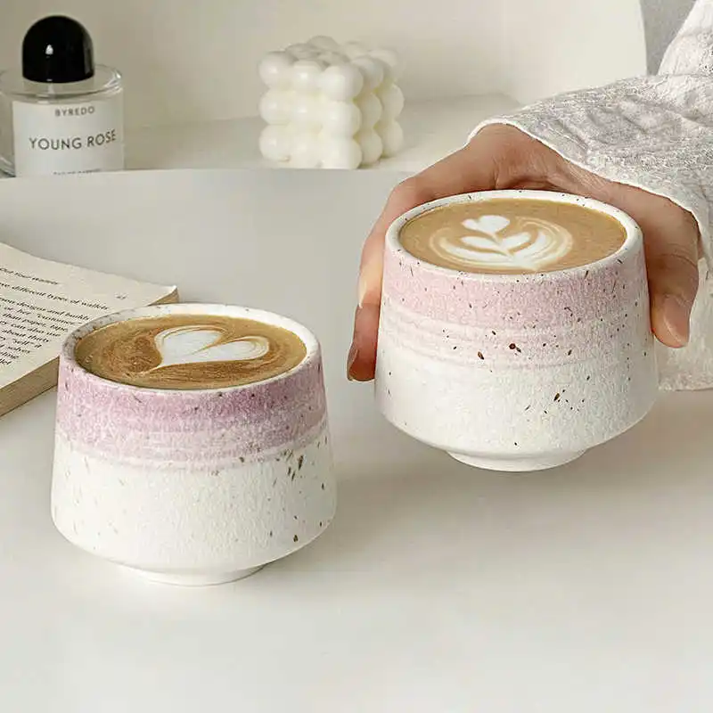 180 Ml Creative Rough Pottery Coffee Cup Vintage Latte Cups Home Ceramic Ink Splash Milk Mug Exquisite Drinking Utensils