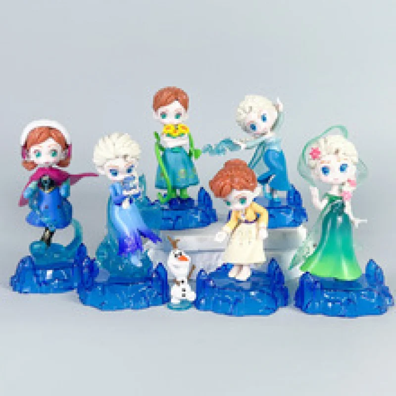 Frozen Anime artesanía Oficina señora Elsa Anna caja ciega muñeca periférica decoración de pastel de escritorio juguete para niña