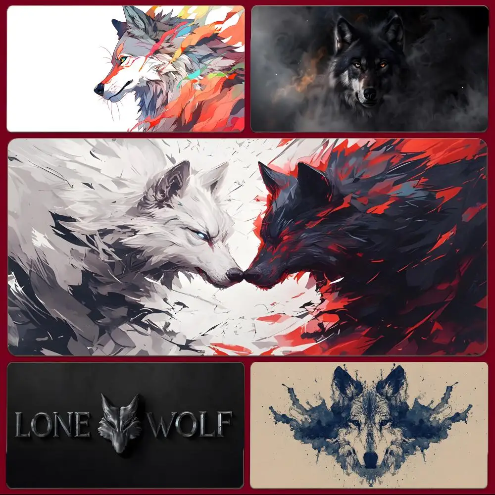 animal creature W-Wolf Mouse Pad Large Gaming Mousepad with Stitched Edges Thickened Desk Mat PC
