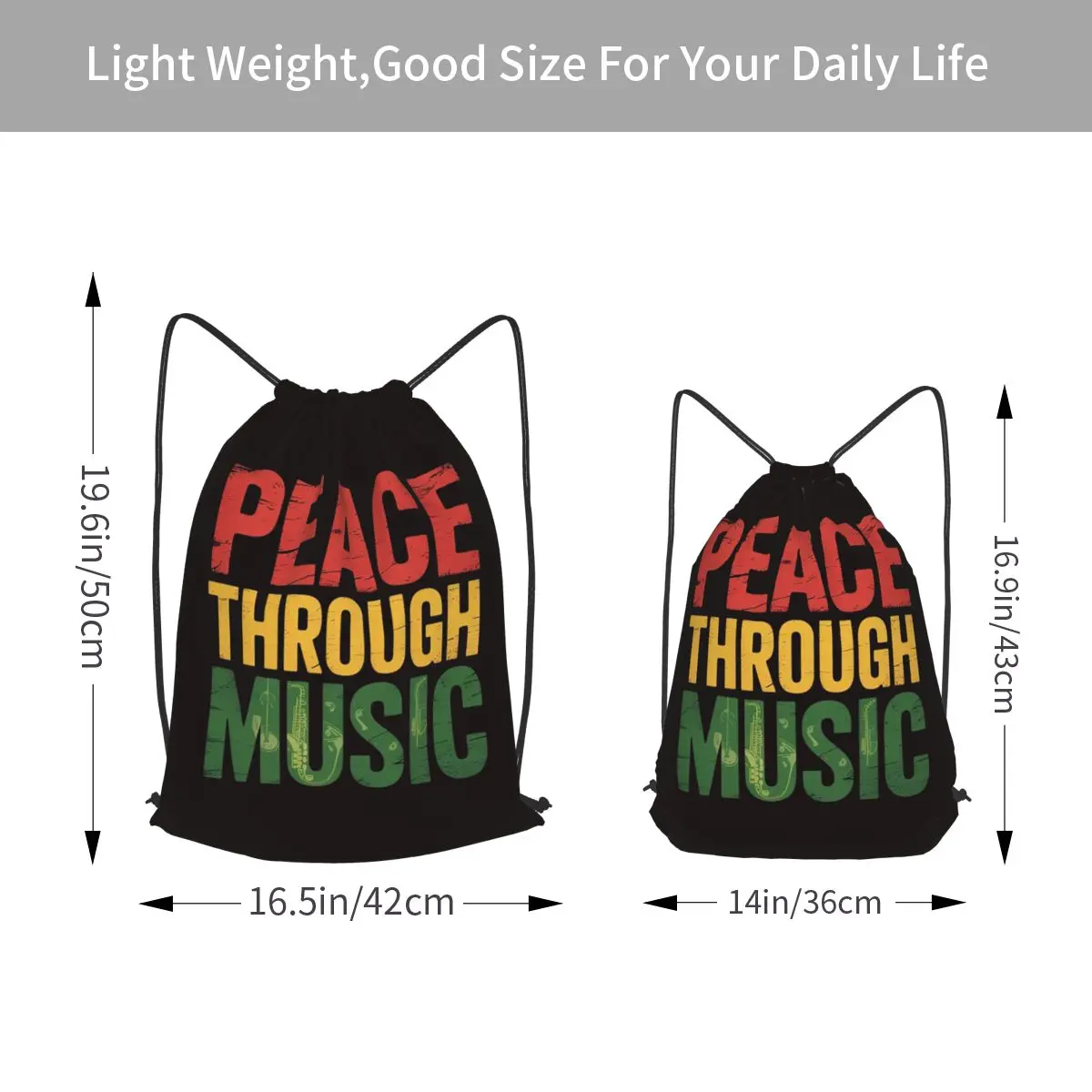 Playing For Change Peace Through Music Backpacks Fashion Drawstring Bundle Pocket Sports Bag Book Bags for Travel School