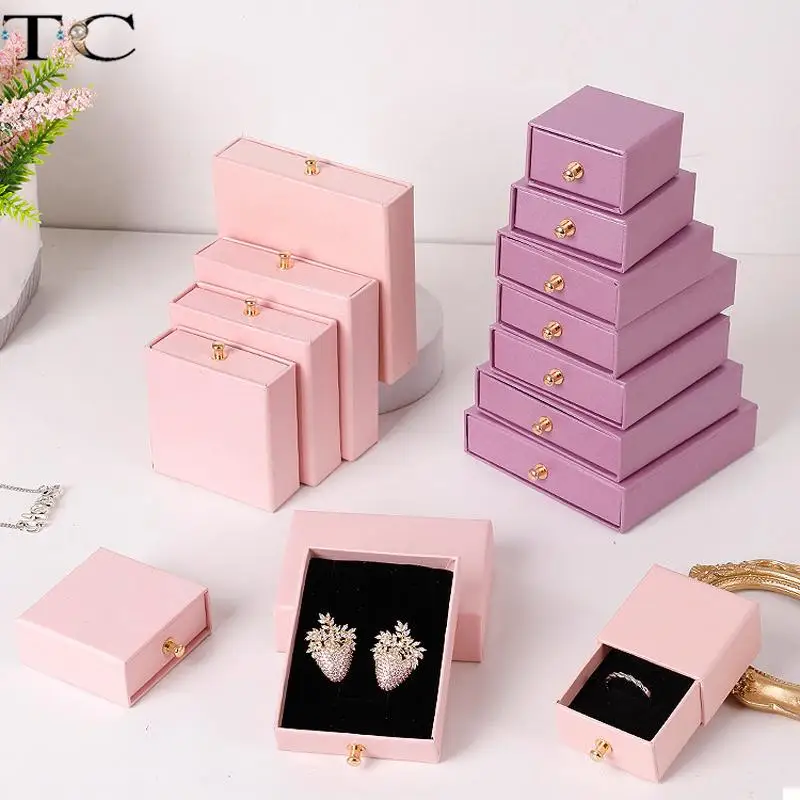 

Jewelry Storage Box Ring Necklace Packaging Gift Box Creative Pacifier Nail Kraft Paper Drawer Paper Box 10Pcs/lot