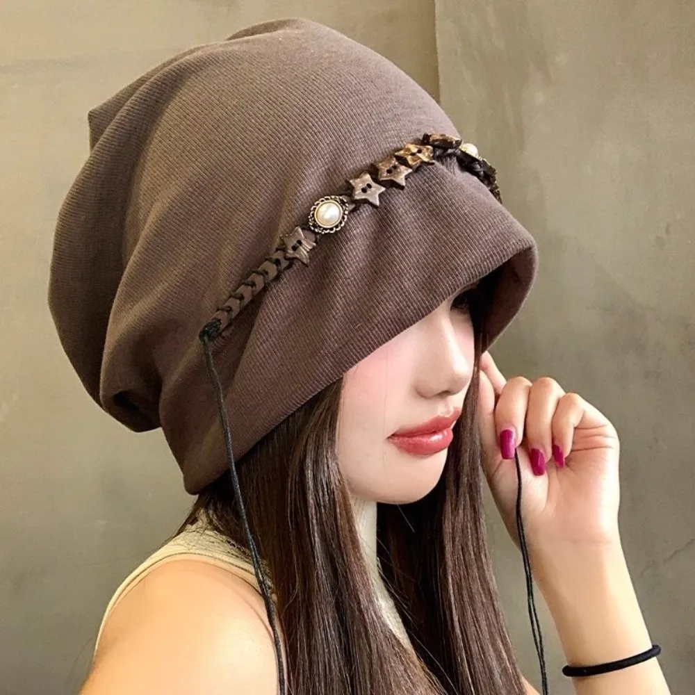 

Trendy Vintage Y2k Baggy Cap Star Fringed Ethnic Style Beanies Cap Versatile Boho Pullover Hats Spicy Girls