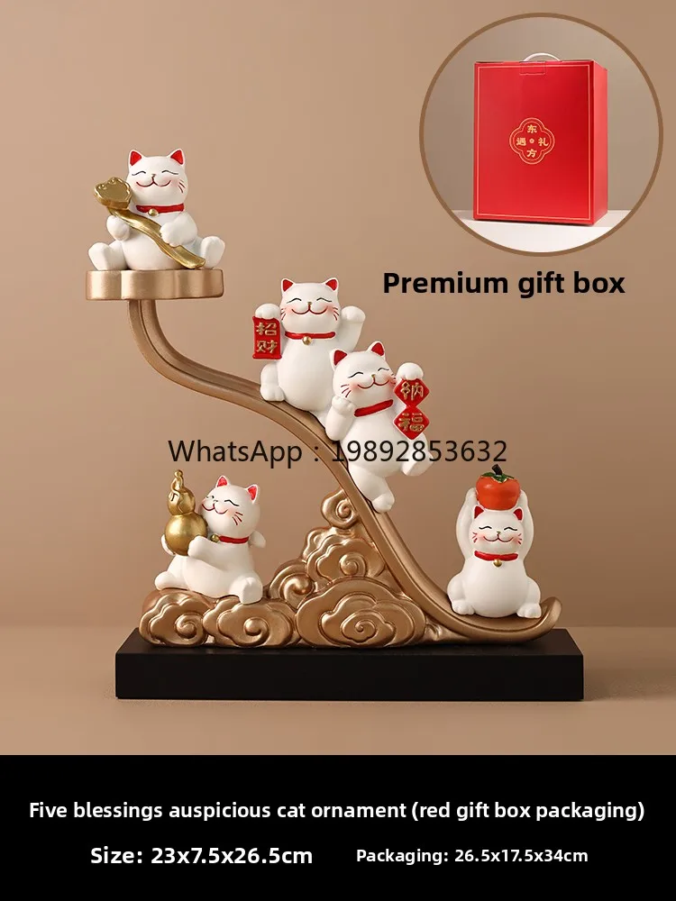 

ZC Five Blessings Lucky Cat Ornament Home Living Room Wine Cabinet TV Cabinet Decoration