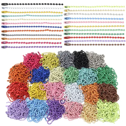 컬러 페인트 볼 비즈 체인, 걸이식 태그 커넥터, 금속 체인, DIY 펜던트, 보석 만들기 용품, 길이 10 cm, 12cm, 로트당 100 개