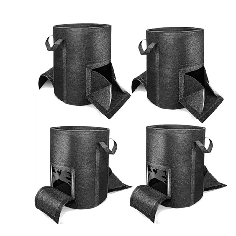 ABFS 4Pcs 15 Gallon Potato Grow Bags With Unique Harvest Window & Visible Window, Non-Woven Planter Pot With Sturdy Handle