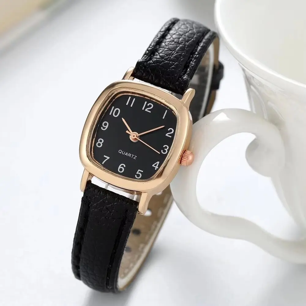 1 piece of elegant and simple PU leather strap for women, quartz watch with square dial, suitable for daily wear