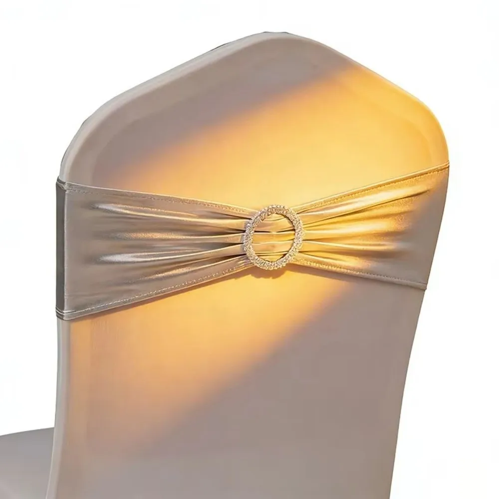 Spandex Stretch Chair Sashes Universal Fit Elastic Chair Cover Bands Buckle Slider Anti Slip Wedding Chair Bows