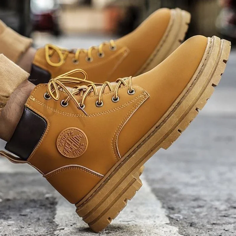 남성용 하이탑 워크 부츠, 가을 영국 스타일 앵클 부츠, 한국 트렌디 청키 솔 캐주얼 신발