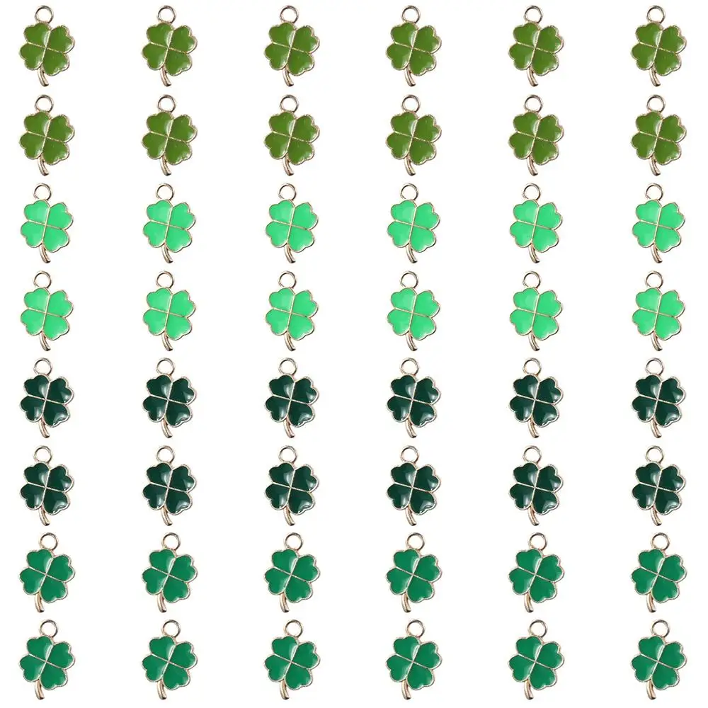 48pcs 11x18mm Four Leaf Clover Charm Pendants Alloy Four Leaf Clover Alloy Mini Lucky Leaf Charms 4 Different Colors