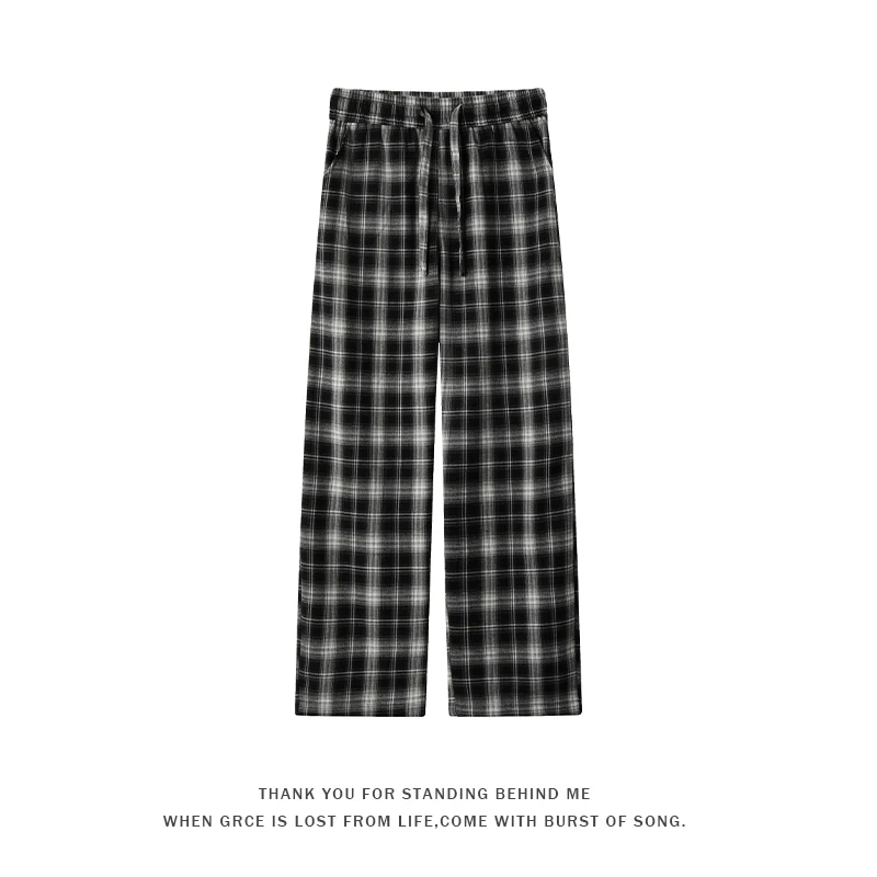 

Trend Lazy Style Striped Casual Pants American Retro Straight Leg Drapey Trousers Hip Hop Man Trousers Elastic Waist Drawstring