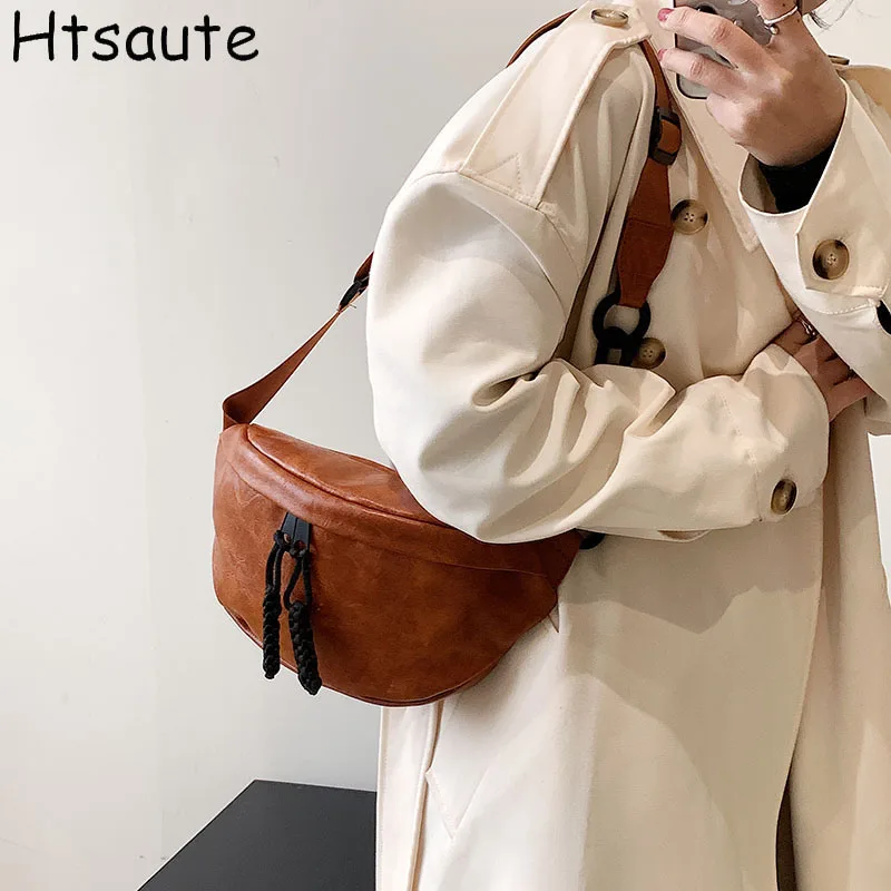 

Vintage Chest Bags Women Bucket Bag PU Leather Shoulder Bag Waist Fanny Pack Large Designer Crossbody Bag Female Bum Belt Bags