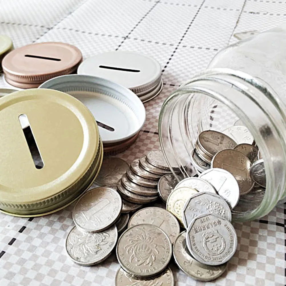 

12Pcs Mason Jar Lids Tinplate Coin Slot Caps Strong Canning Jar Covers for Home Storage Coin Slot Lids,canning Lids