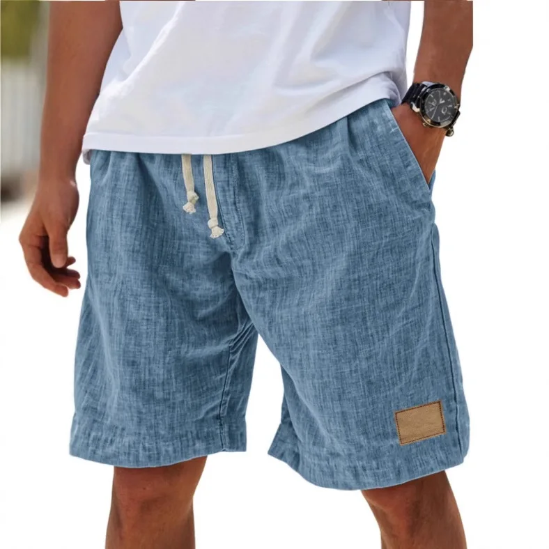 

Мужские хлопковые льняные шорты в стиле ретро, ​​повседневные свободные дышащие пляжные шорты, модные летние шорты, шорты с эластичной резинкой на талии