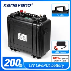 Waterproof Lifepo4 Battery Pack 12v 200Ah Built-in BMS 12.8V For Campers Power Supply EV Solar Storage Motorhome Solar Storage