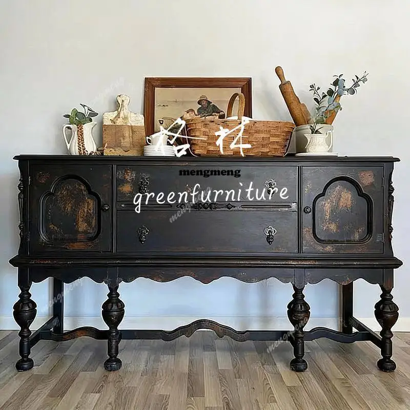 

American retro solid wood porch cabinet, locker, living room wall decoration, dining side cabinet