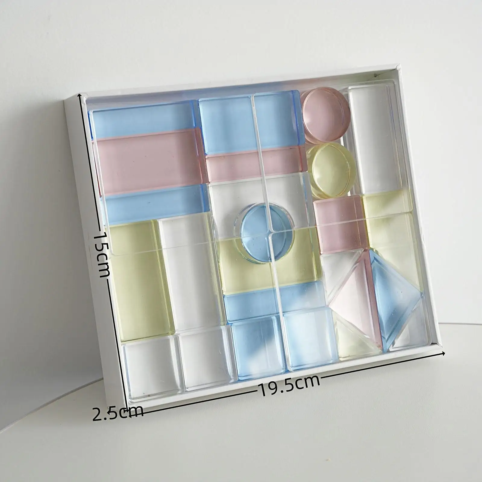 26 Pieces Transparent Acrylic Block Set Shadow Stacker Block Toy Development Toy Smooth Montessori Stacking Game for Holiday