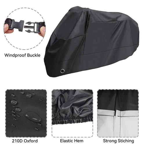 Imagen 2 del producto Cubiertas para motocicleta, cubierta de lona, tela para moto, cubierta protectora para Scooter, impermeable, lluvia, a prueba de polvo, funda para bicicleta, tienda