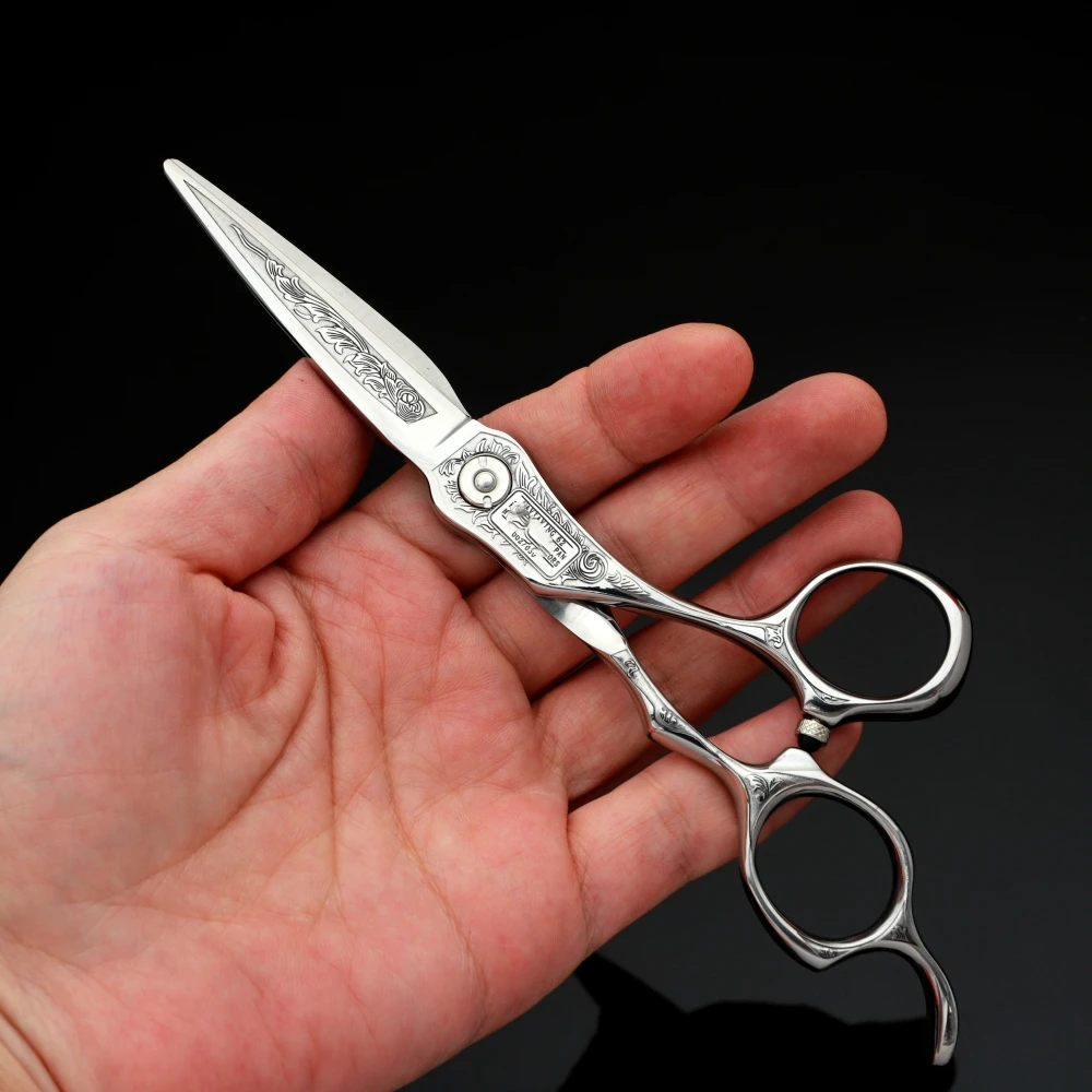 Professional Barber Scissors VG10 Steel 6.2 Inch 3D Carved Handle High-End Salon Hairdressing Sharp And Durable Cutting Tools