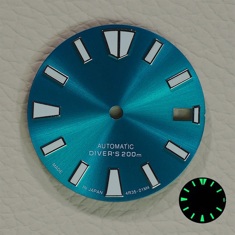 Esfera de reloj de alta calidad NH35/NH36, 28,5mm, esfera S, verde, luminoso, adecuado para nh35, nh36, movimientos, reparación de accesorios de reloj