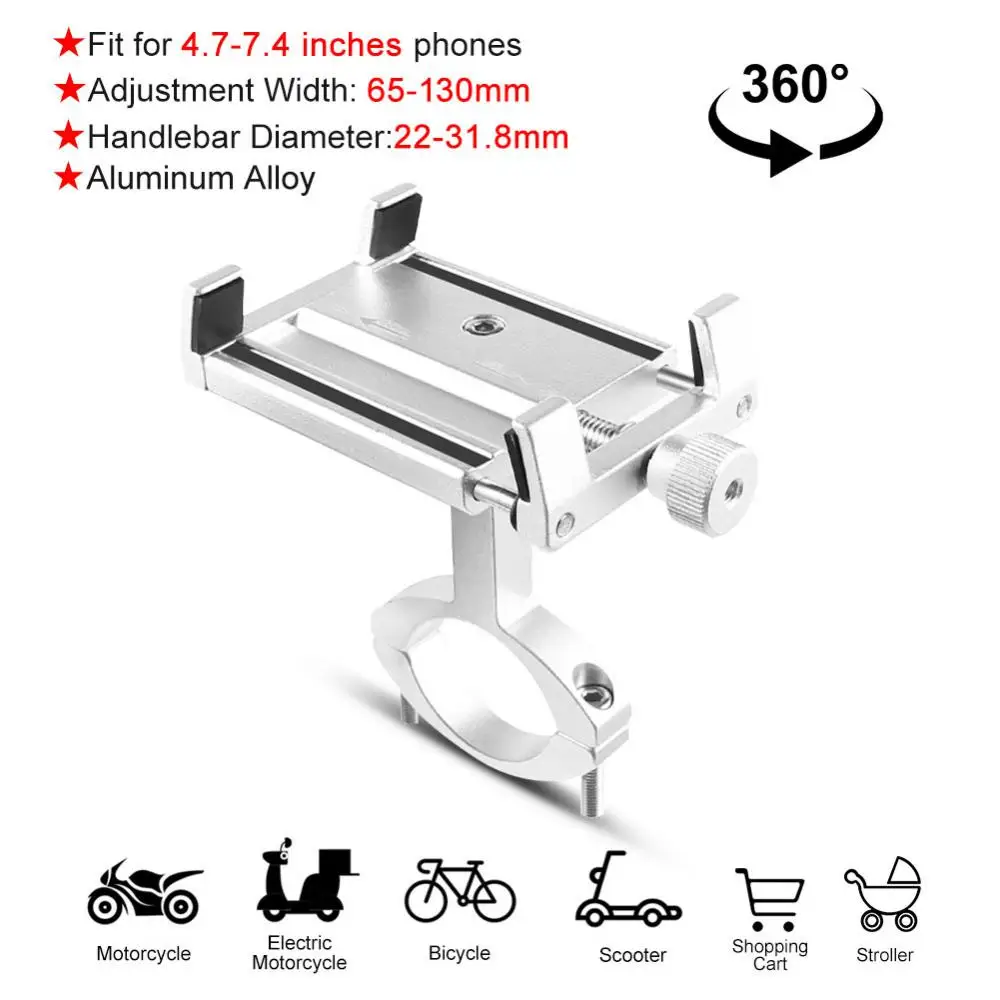 Aluminum Alloy Mobile Phone Holder Sturdy Light Weight Hollow Clamp Eagle Claw Fixed Four-prong Button 4.7-7.4 Inch Mobile Phone