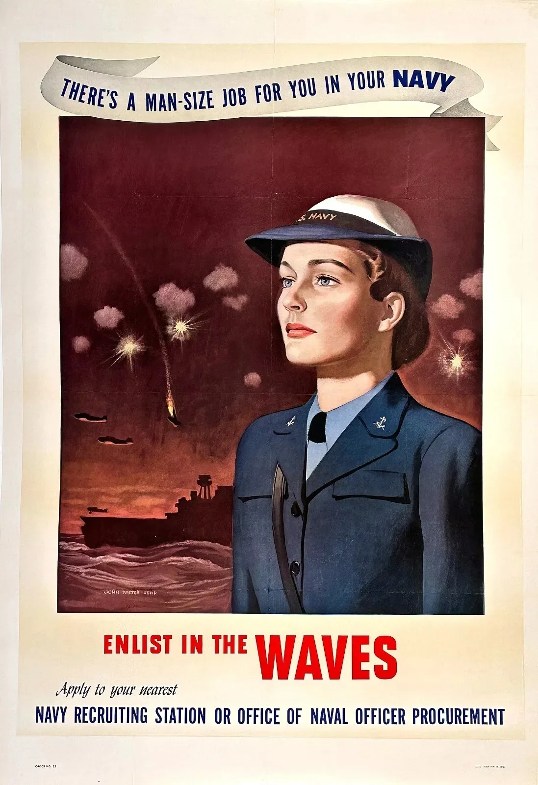 ملصق WWll الكلاسيكي الأصلي في الموجات لملصق جون فالتر 1943