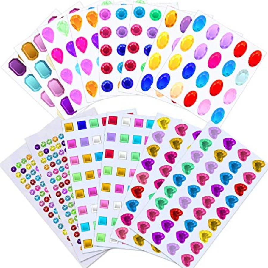 Craft Gems Self Adhesive Rhinestones Stickers Jewel Stickers Craft Jewels Stick On Gems Bling Crystal Diamond Stickers for Craf