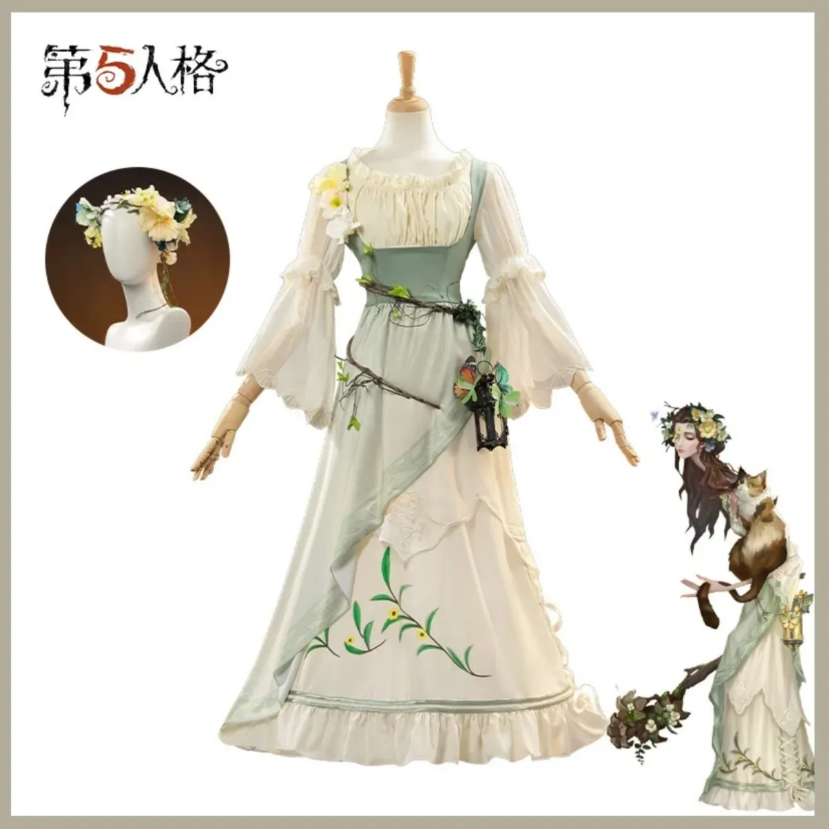 

Anime Game Identity Ⅴ Hunter Ann Disciple Cosplay Costume White Flower Dress Uniform Woman Masked Ball Carnival Party Dress Up