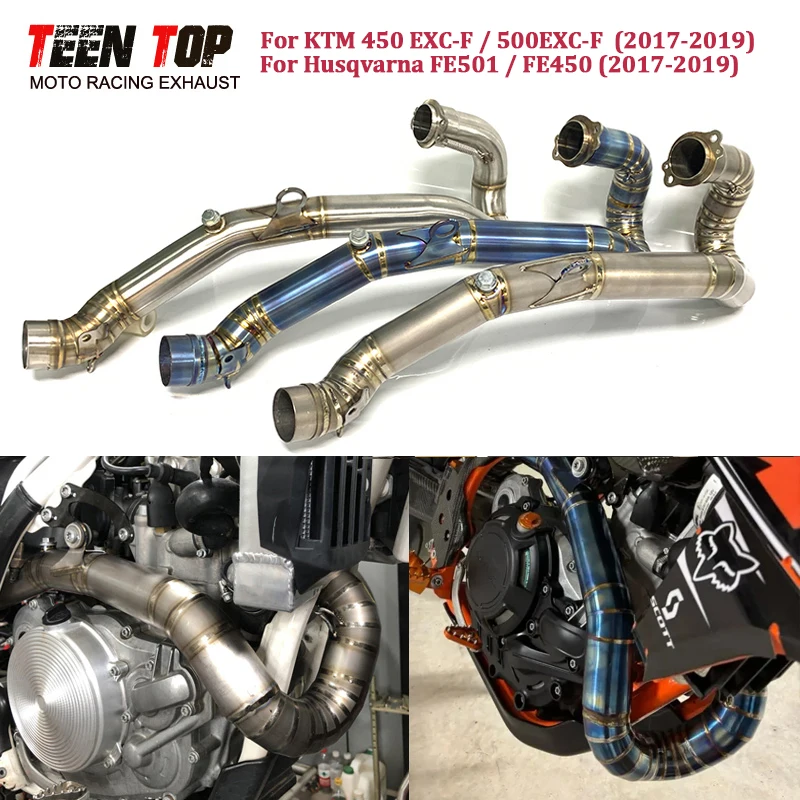 OEM 50mm Offroad Bike Exhaust Pipe For KTM 450EXC-F 500EXC-F Exhaust Header 450excf 500excf Exhaust Front Tube Ti-Alloy SUS304