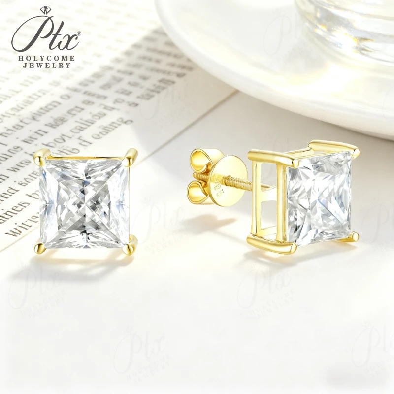 

1-6CT Asscher Cut Moissanite Earrings S925 10K 14K 18K Step Cut Stud Earrings Luxury Wedding Gift Anniversary Jewelry